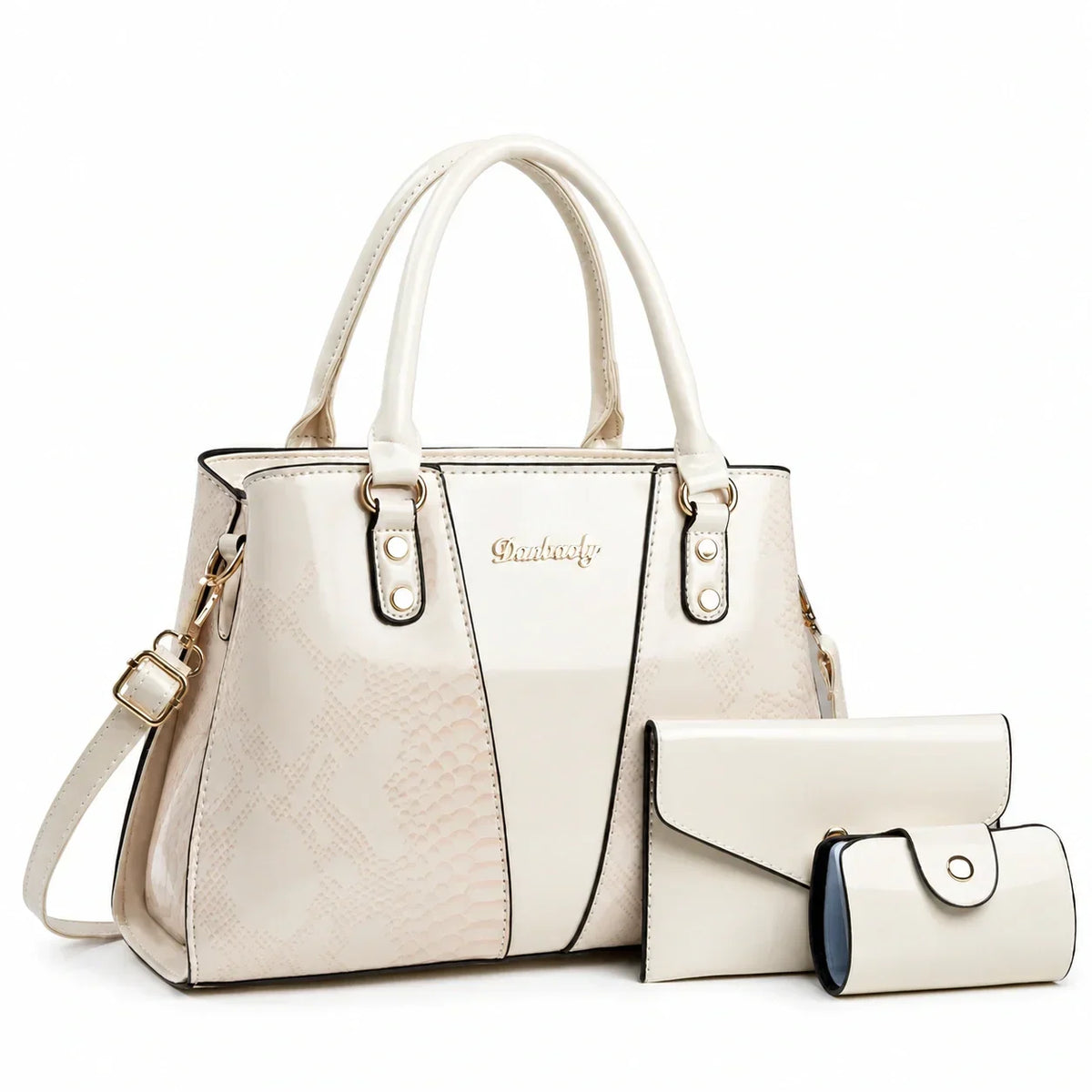 3-Piece Leather Shoulder Bag Set - Aria