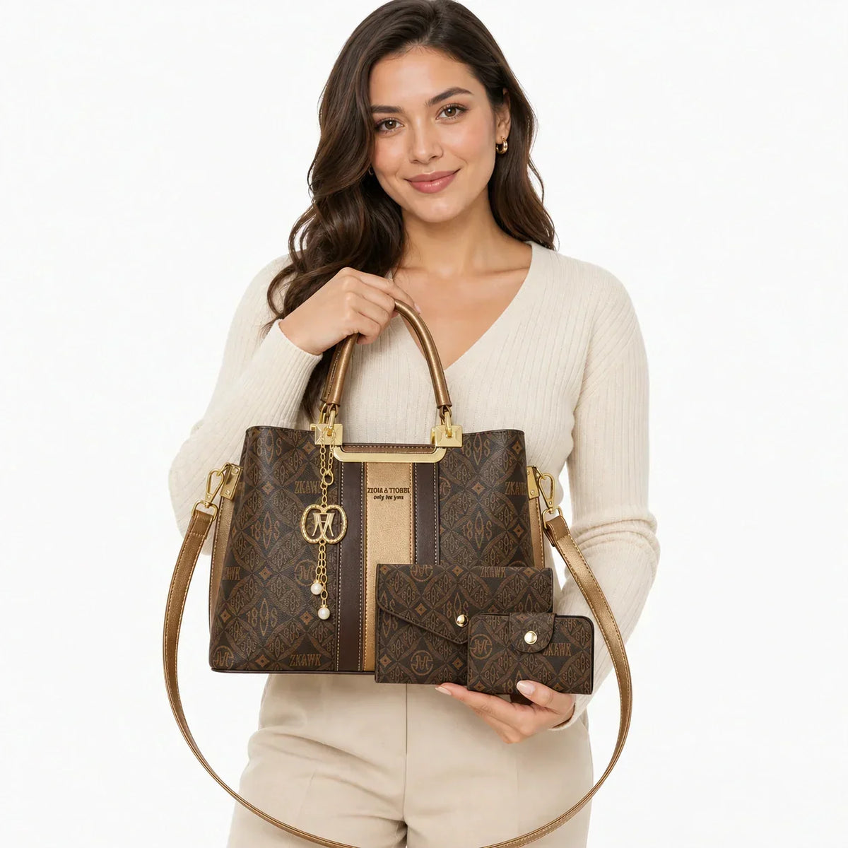 3-Piece Women's Bag Set in Printed Fabric - Margot