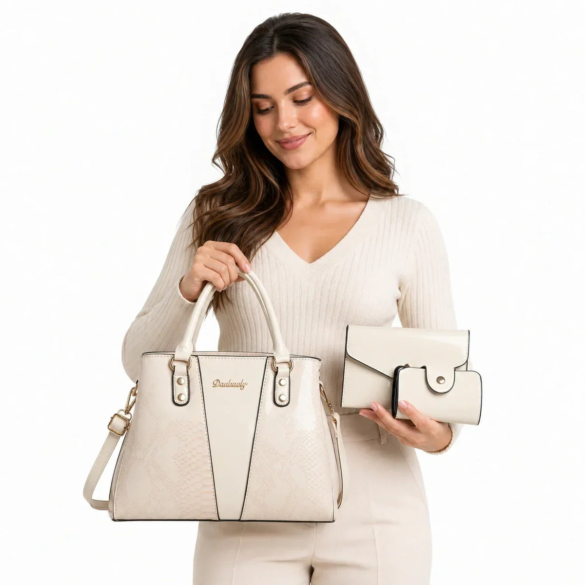 3-Piece Leather Shoulder Bag Set - Aria