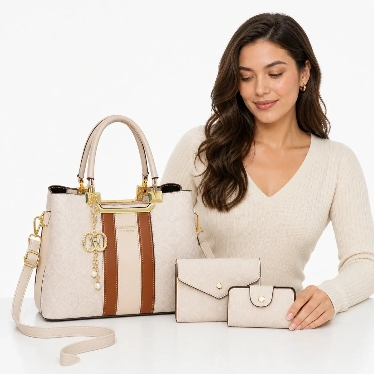 3-Piece Women's Bag Set in Printed Fabric - Margot
